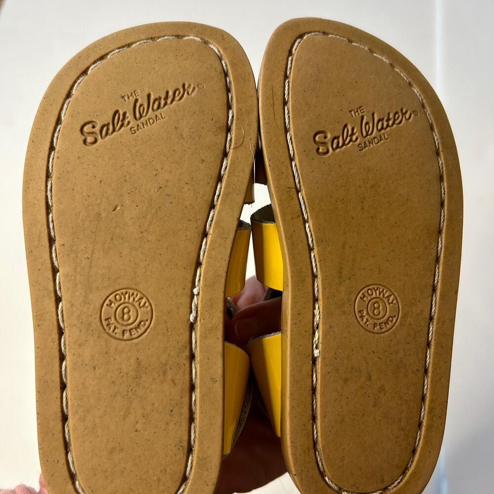 Salt Water Yellow Leather Sandals 8Y - Picture 5 of 5
